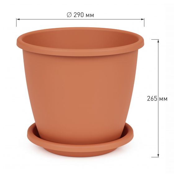 Горшок АФИНА 5,5 л с поддоном  М6543,6544, изображение 2