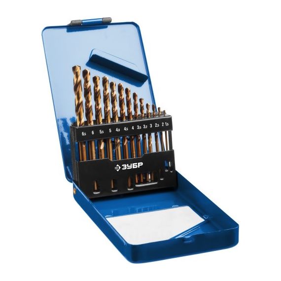 Набор сверел по металлу 1,5-6,5мм Р6М5 класс А ЗУБР кобальт  29626-Н13