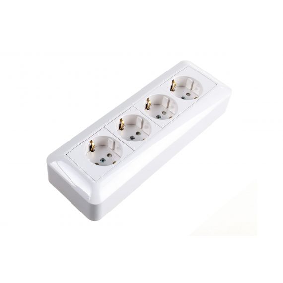 Розетка 4-м о/п Прима RA16-411M-BI 16А с заземлением SchE