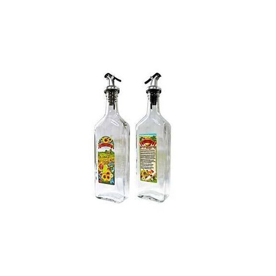 Бутылка для подсолн.масла 0,5л с дозатором стекло в ассорт  626-405/ 408/415/ 205