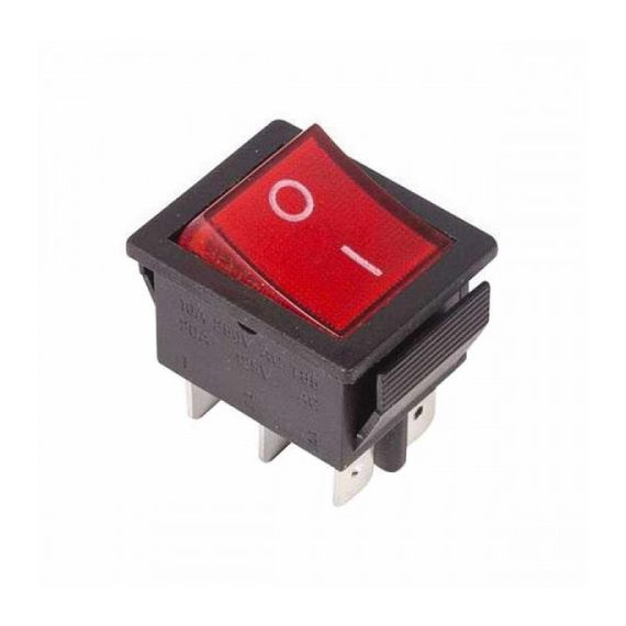 Выкл. клавишный ON-OFF 15A (4c) красн. с подс Rexant 36-2360
