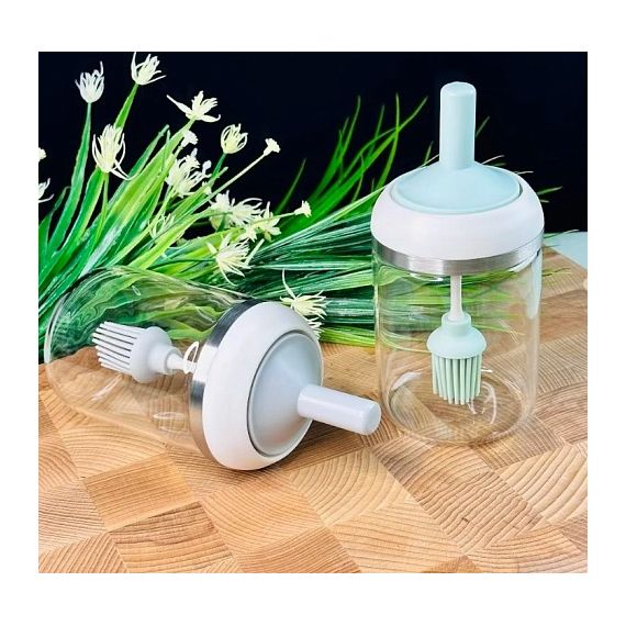 Банка для масла с кистью Стекло, бамбук 160-280