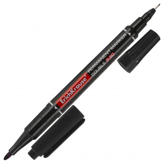 Маркер перманентный двухсторонний черный ErichKrause 48183