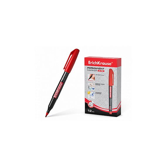 Маркер перманентный ErichKrause P-70, 1.0 мм красный 37075