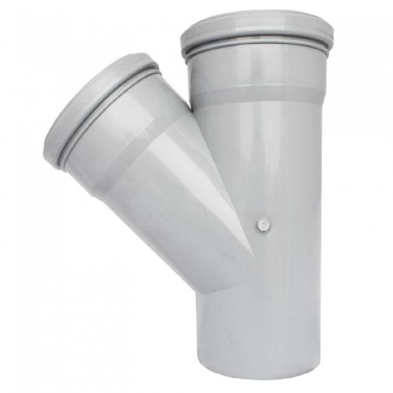 Тройник Дн50*50*45° серый  127-0625