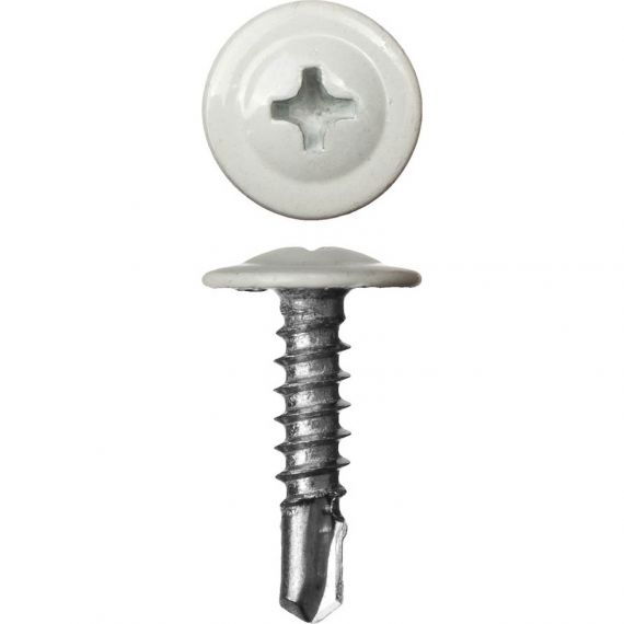 Саморезы с прессшайбой 4,2*32 сверло (белые) RAL9003 788795