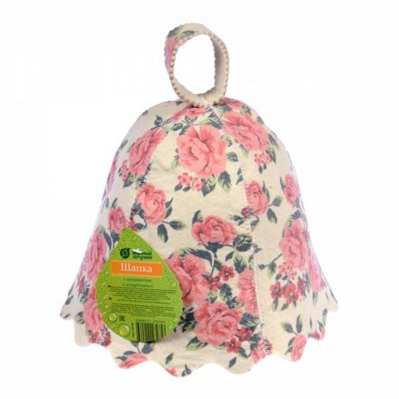 Шапка для бани и сауны с орнаментом в ассортименте 40136