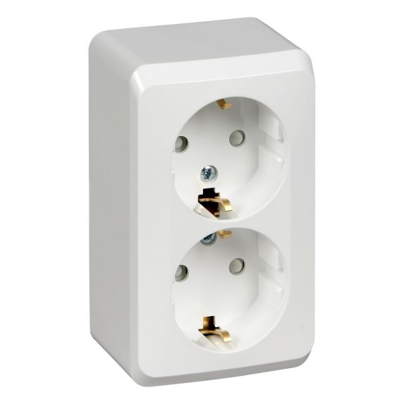 ЭТЮД Розетка РА16-008В 2-я с/з о/у белая 16А с защ.шторками  87980