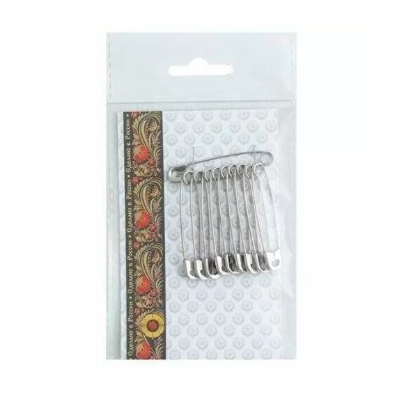 Булавки английские 55мм 10шт  никель 2176368