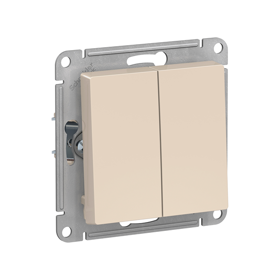 Выключатель 2-клавишный 10АХ бежевый ATLAS DESIGN  ATN000251