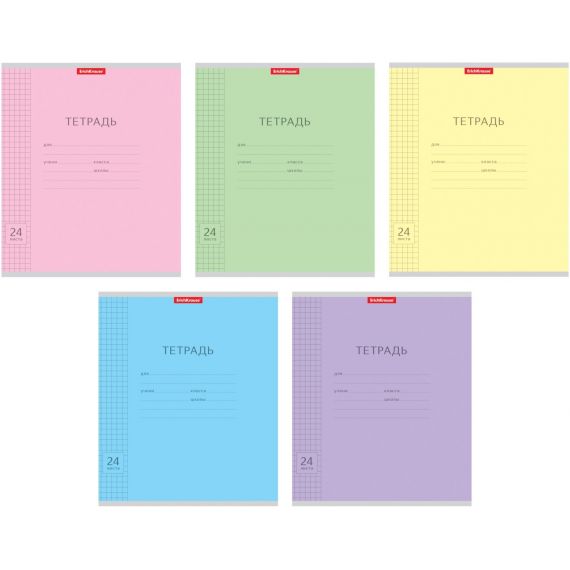 Тетрадь 24лист. в ассортименте картонная обложка