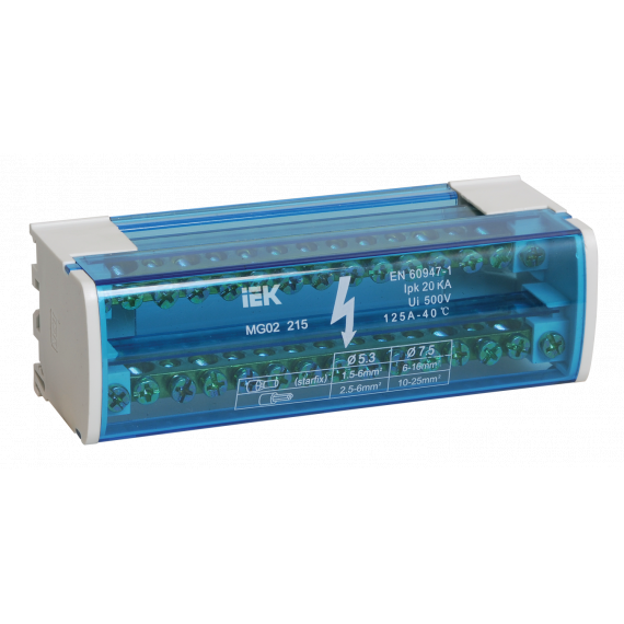 Шина нулевая 2/15 на дин-рейку YND10-2-15-125 ИЭК