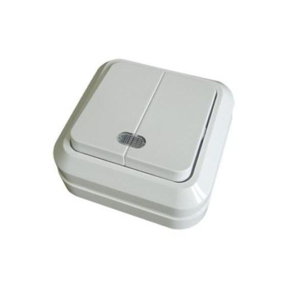 МАКЕЛ Выкл.2кл. о/п белый с подсветкой