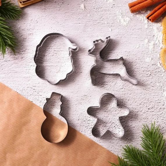 Формы для печенья «Зимняя сказка», набор 4 шт., новогодние, пластик, 10708302