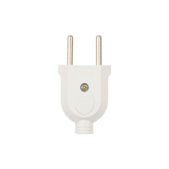 Вилка прямая без з/к 10А плоская белая REXANT 11-8946