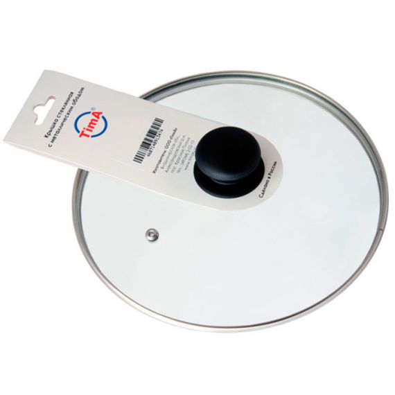 Крышка с ручкой 26см стеклянная с метал. ободком 4726