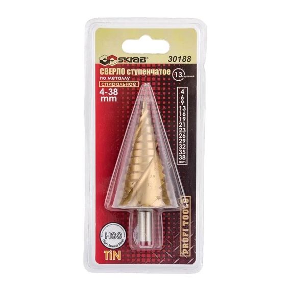 Сверло ступенчатое по металлу 4-38мм SKRAB  30188