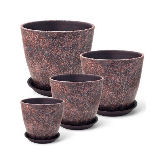 Горшок роспись бутон яшма лиловый 18см РС192