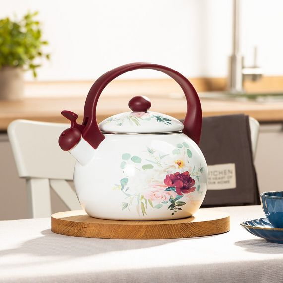 Чайник 2,2л эмалирован. со свистком, Daniks, Букет, индукция 487501, изображение 2