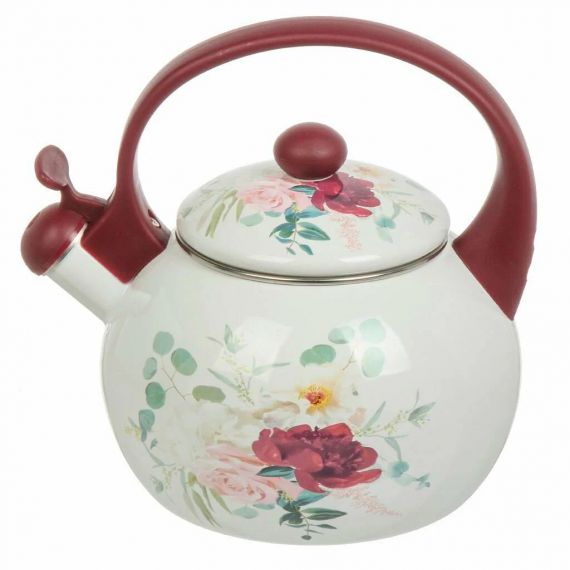 Чайник 2,2л эмалирован. со свистком, Daniks, Букет, индукция 487501