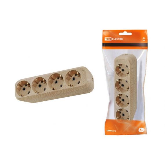 Колодка роз. 4гн. 2П+3 16А 250В "Эко" сосна TDM  SQ1806-0051