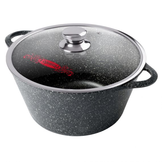 Кастрюля 4л алюминий, антипригарное покрытие с крышкой, крышка стекло, Горница, Гранит, к2633аг