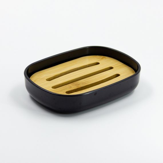 Мыльница пластик с бамбуком  13175