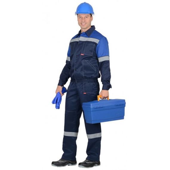 Костюм Сириус-Легионер 50 (куртка, полукомбинезон) т.синий с васильковым с СОП 50мм 10287, Размер: 96-100/182-188