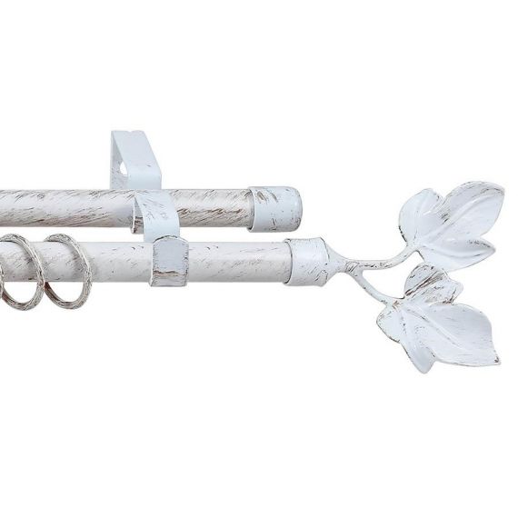 Карниз кованый раздвижной 2-х ряд лист 1,6-3,0 белое-золото 16*19мм