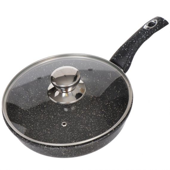 Сковорода ГОРНИЦА Гранит 22см с крышкой  с2252аг 337643
