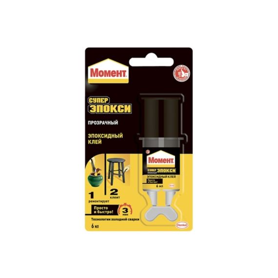 Клей Момент супер ЭПОКСИ прозр.6 мл шприц 15112