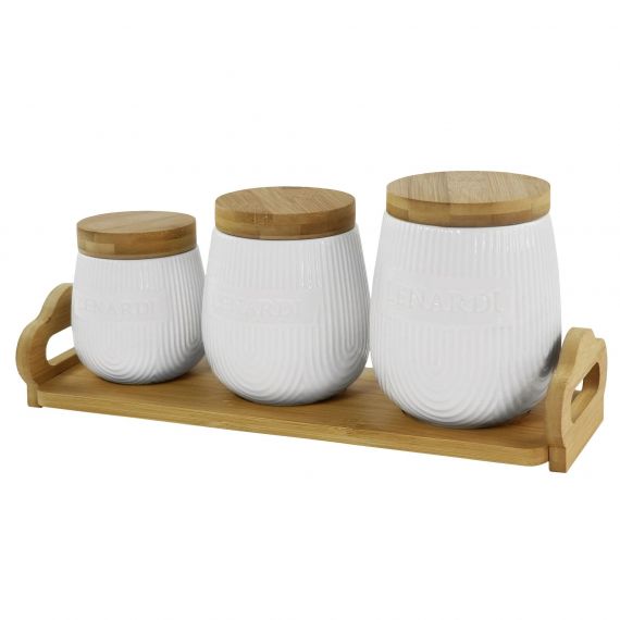 Набор из 3 банок 1000/600/360мл. на подставке BAMBOO Фарфор 140-132