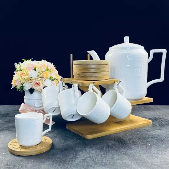 Кофейный набор 13пр. 130мл на подставке BAMBOO Фарфор 140-142, изображение 2