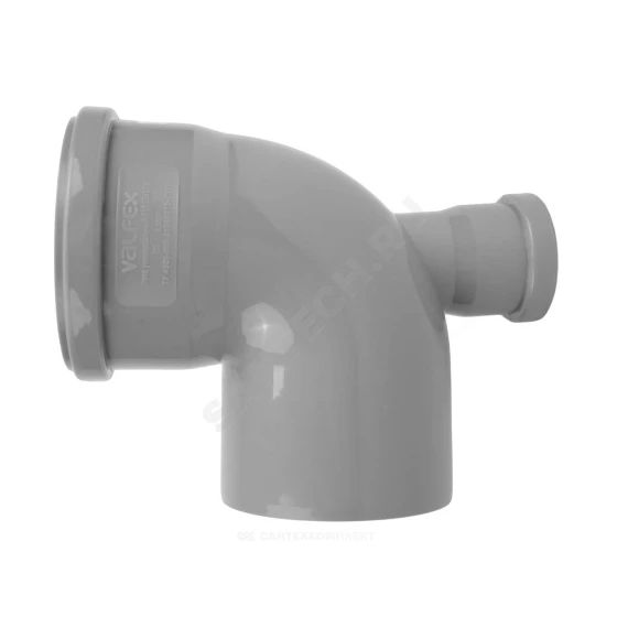 Отвод Дн110х50х87° с выходом серый  128-3816