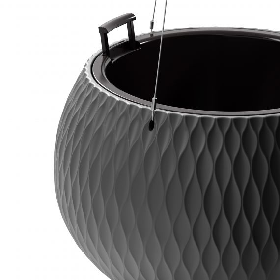 Кашпо подвесное ЖЕМЧУЖИНА 7л графит М8919