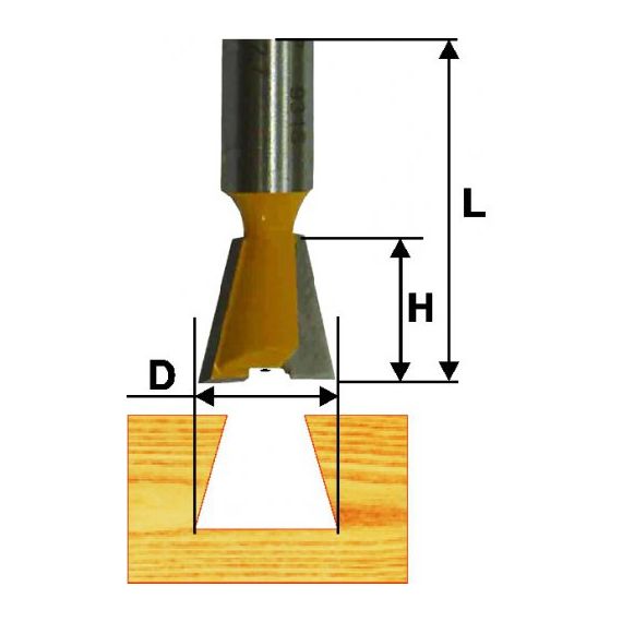 Фреза пазовая "ласточкин хвост" ЭНКОР 12,7х13, 14*  хв.8мм.