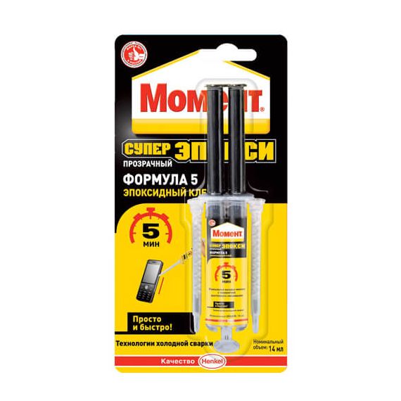 Клей Момент супер ЭПОКСИ Ф5 прозр.25 мл шприц 203390