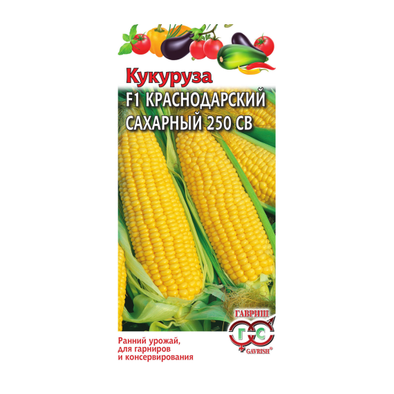 Семена ГАВРИШ Кукуруза Краснодарский сахарный 250 СВ F1 5г  1066-1