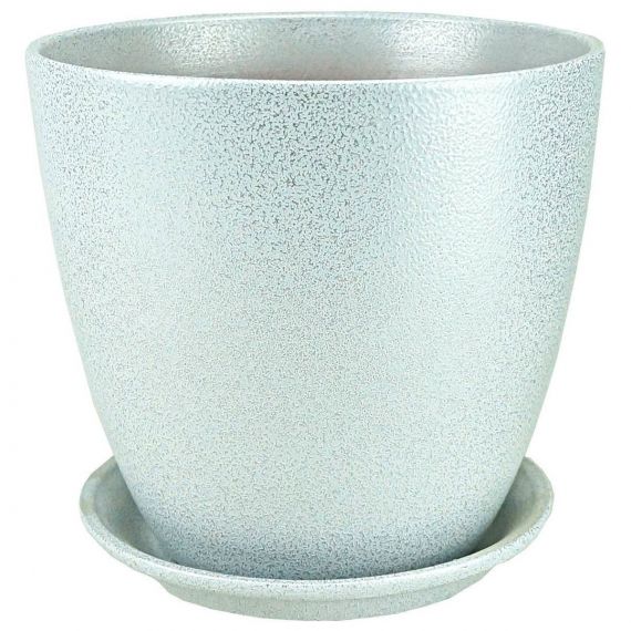 Горшок Бутон глянец 21см мет.бел/сер 607495/ГЛ08/4