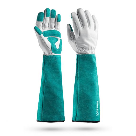 Перчатки GRINDA ROSE садовые кожаные с увел. крагой, усиленная ладонь и пальцы 11303/ 11304