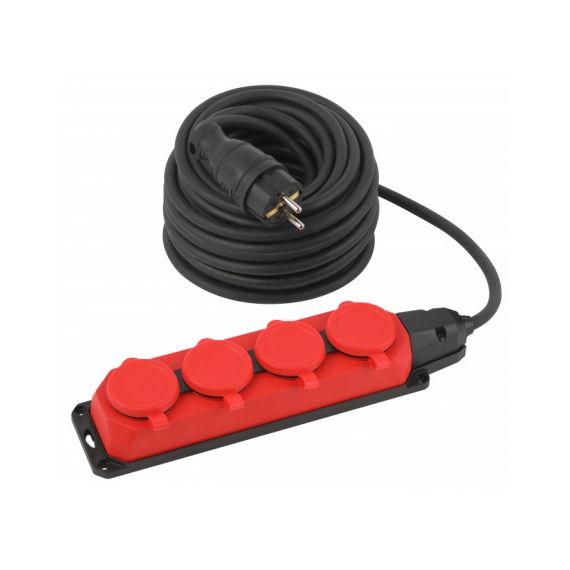 Удлинитель силовой UK-4e-3x1.5-20m-IP44(KG) с/з 4 розетки каучук 20м IP44 Эра 531548
