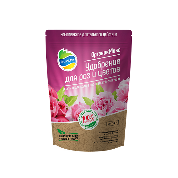 Удобрение ОрганикМикс для роз и цветов ,850г