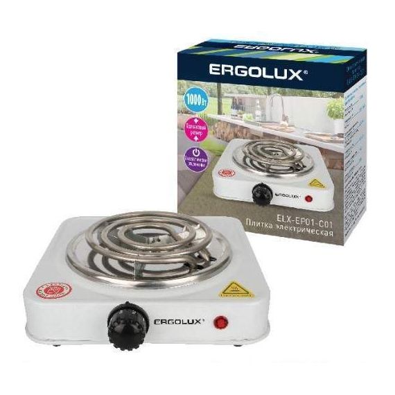 Плита эл.1-конфорочная Ergolux ELX-EP01-C01 спираль 1000Вт 13436