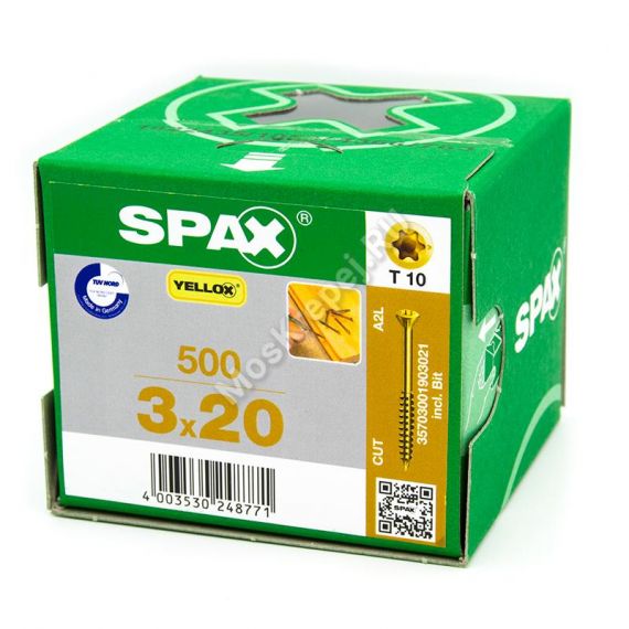 Саморезы SPAX-S 3,0*20мм 500шт.+бита Т10