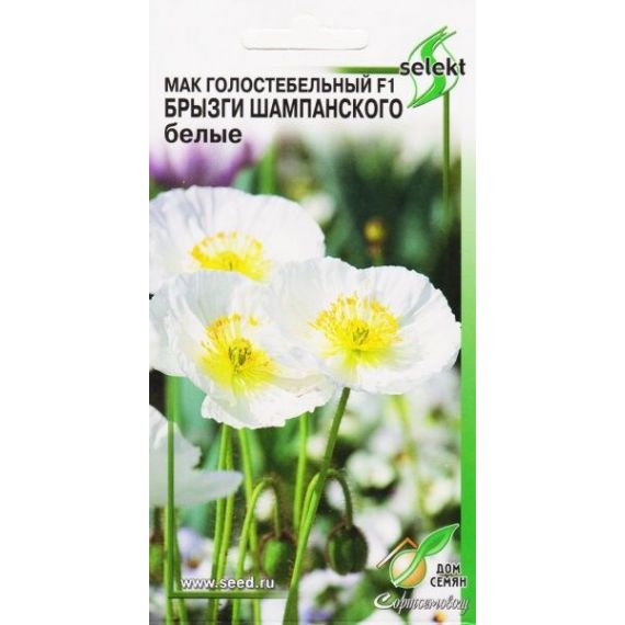 Семена Дом Семян Мак Брызги шампанского F1 белые 10шт