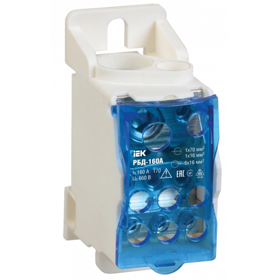 Блок распределительный на DIN-рейку РБД-160А IEK RBD-160  312289