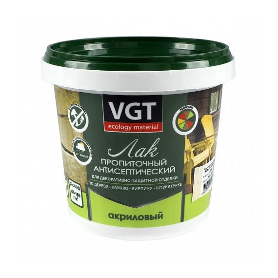 Лак ВГТ акриловый пропиточный с антисептиком белый 0,9кг 15065