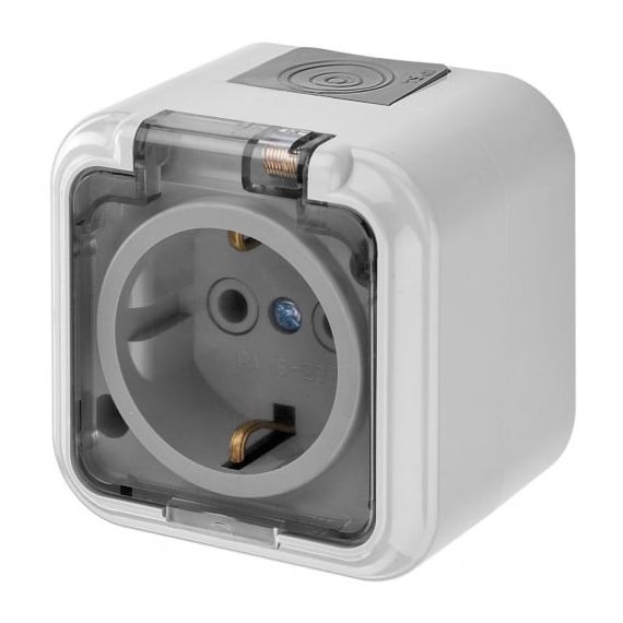 Розетка 1-м о/п IP54 серый с прозрачной крышкой Пралеска АкваРА16-297(02) /05448