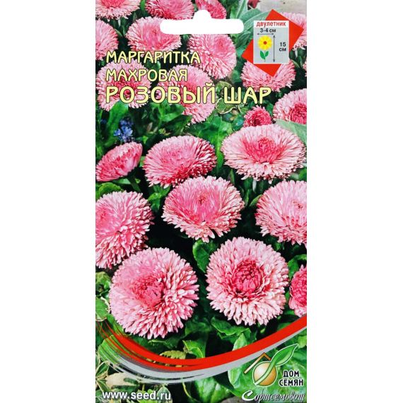Семена Дом Семян Маргаритка махровая Розовый шар 200шт