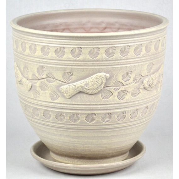 Горшок ПТИЦЫ бутон бел. 26см  75-226